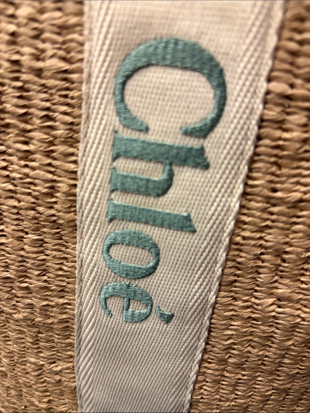 Chloe Woody Large Basket Tote - Color: Bluish Green - Picture 6 of 10